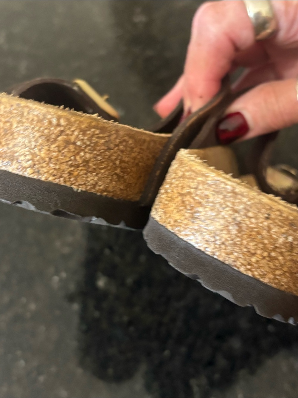 Birkenstock Gizeh Black Multi Metallic Shifting Purple Gold Sandals 37 - Picture 9 of 14
